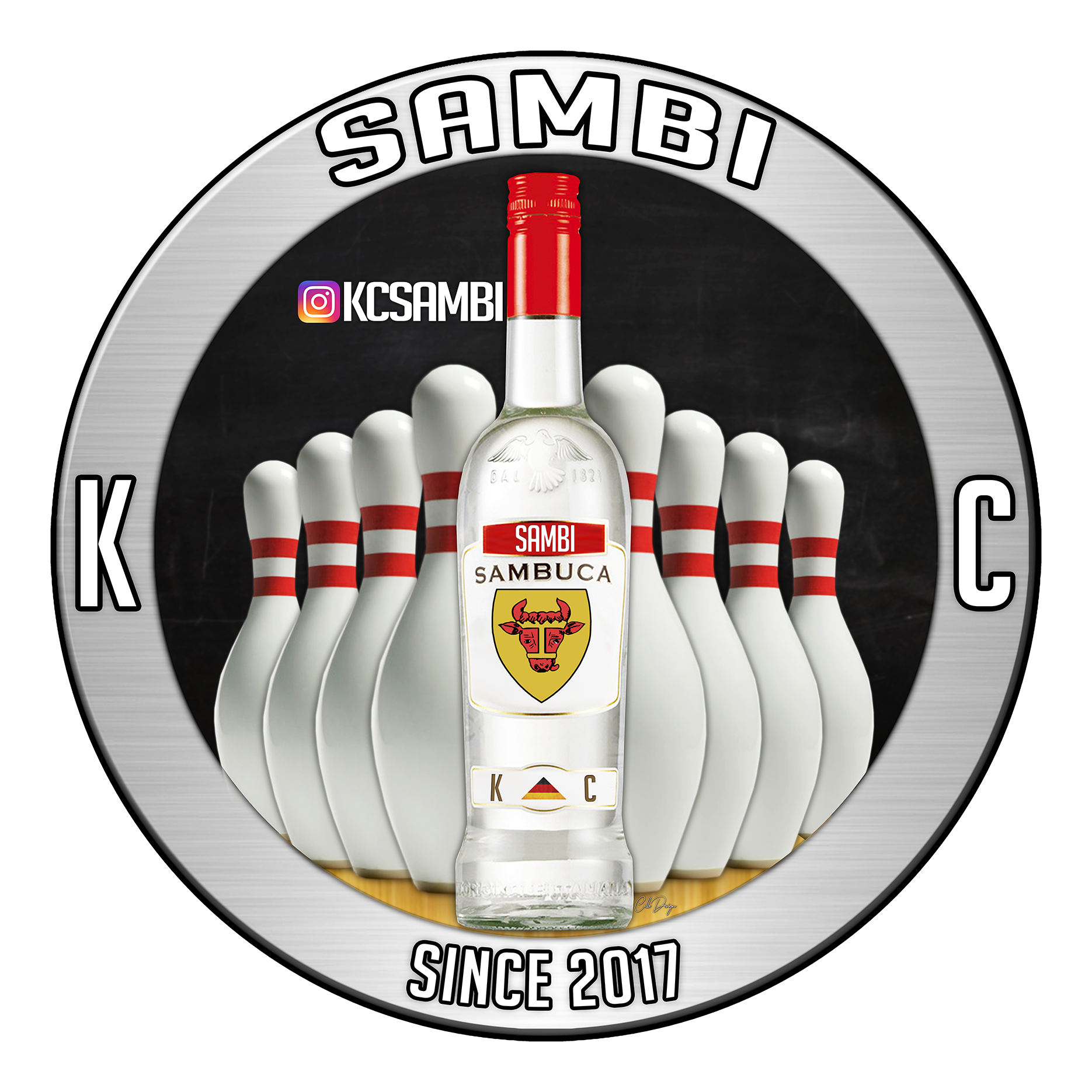 Originales KCSambi-Logo mit Bowlingkegeln